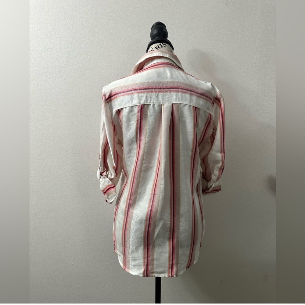 Express Portofino Pink and White Striped Blouse - Picture 7 of 8